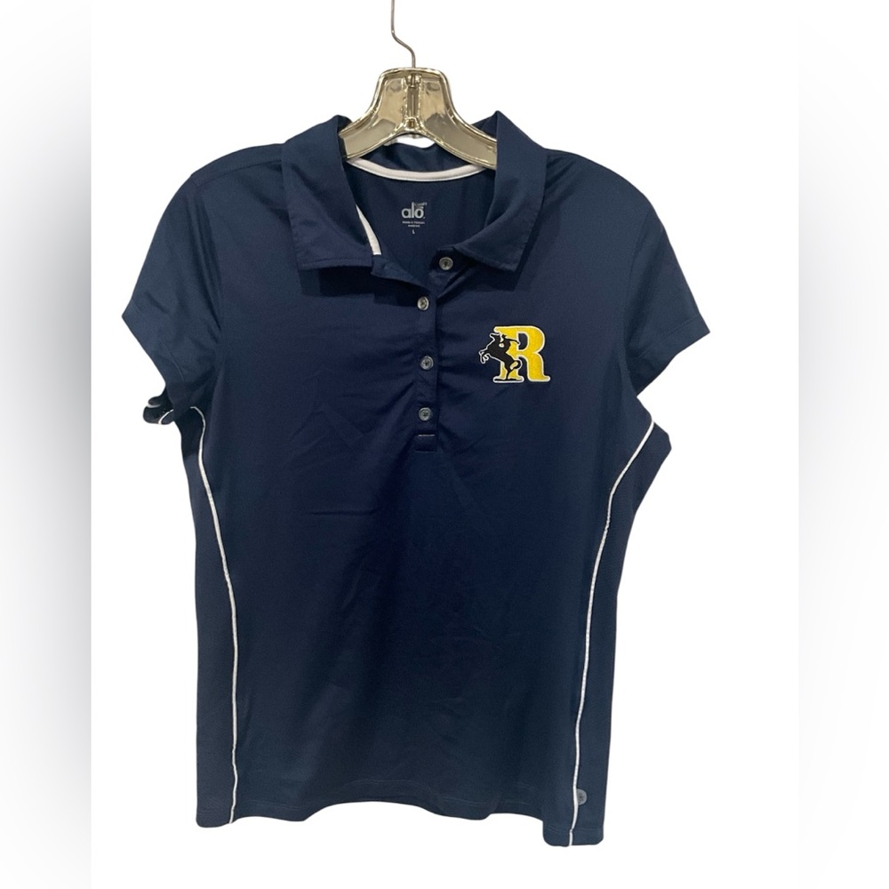 ALO Yoga Riverdale performance Women's Navy Polo Button Down Shirt